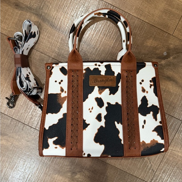 Wrangler Women's Cow Print Satchel - Black and White - Picture 1 of 5